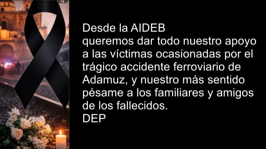 Aideb con la tragedia ferroviaria en Córdoba